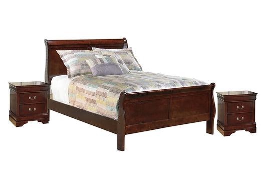 Alisdair Full Sleigh Bed with 2 Nightstands Walker Mattress and Furniture