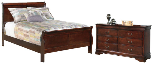 Alisdair Full Sleigh Bed with Dresser Walker Mattress and Furniture