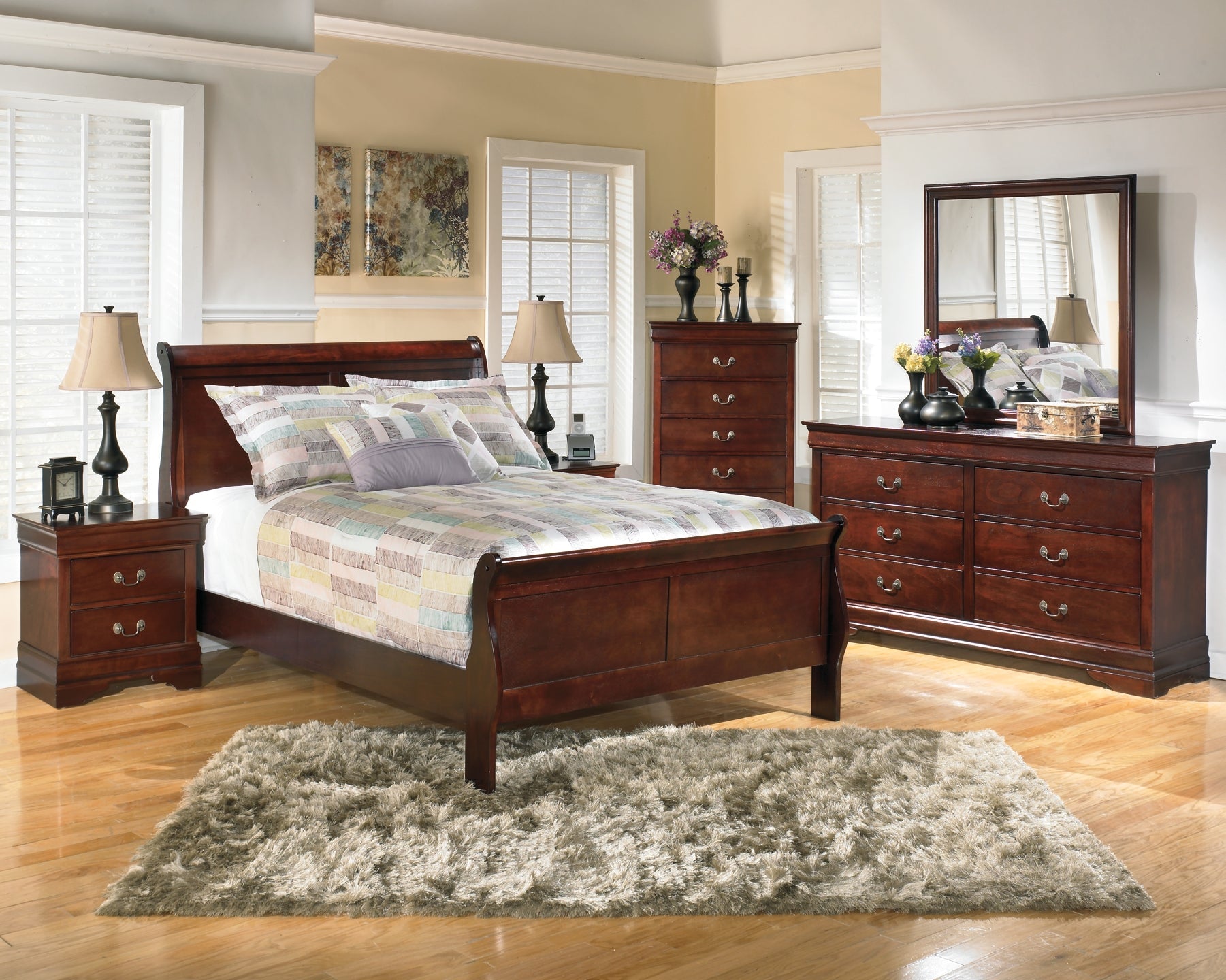 Alisdair Queen Sleigh Bed Walker Mattress and Furniture