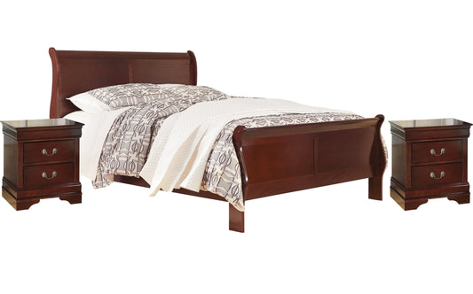 Alisdair Queen Sleigh Bed with 2 Nightstands Walker Mattress and Furniture