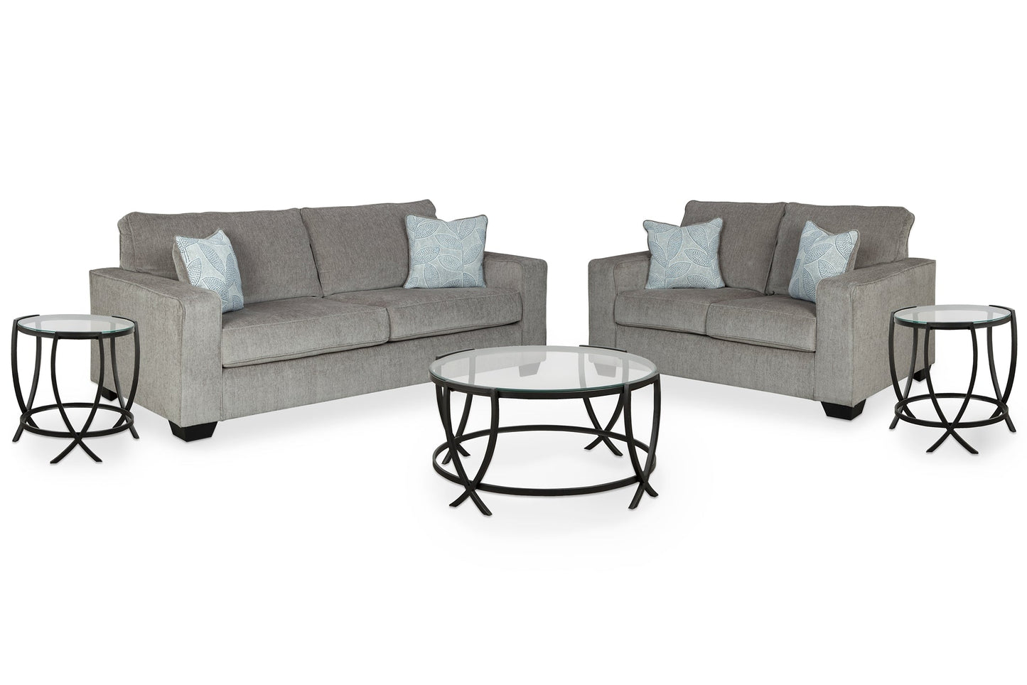 Altari Sofa and Loveseat with Coffee Table and 2 End Tables at Walker Mattress and Furniture