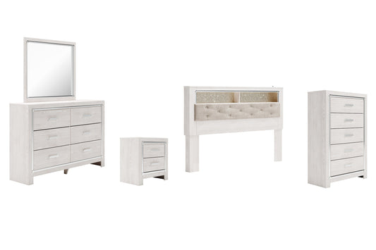 Altyra King Bookcase Headboard with Mirrored Dresser, Chest and Nightstand at Walker Mattress and Furniture