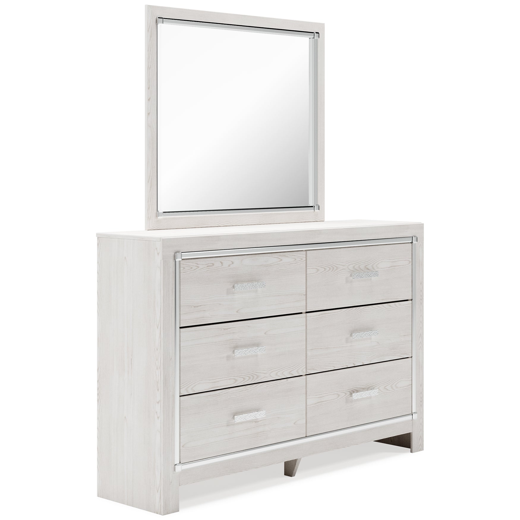 Altyra King Bookcase Headboard with Mirrored Dresser and Chest at Walker Mattress and Furniture