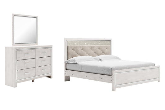 Altyra King Panel Bed with Mirrored Dresser at Walker Mattress and Furniture