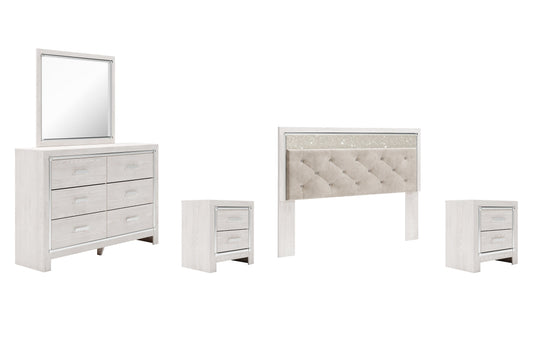 Altyra King Panel Headboard with Mirrored Dresser, Chest and 2 Nightstands at Walker Mattress and Furniture