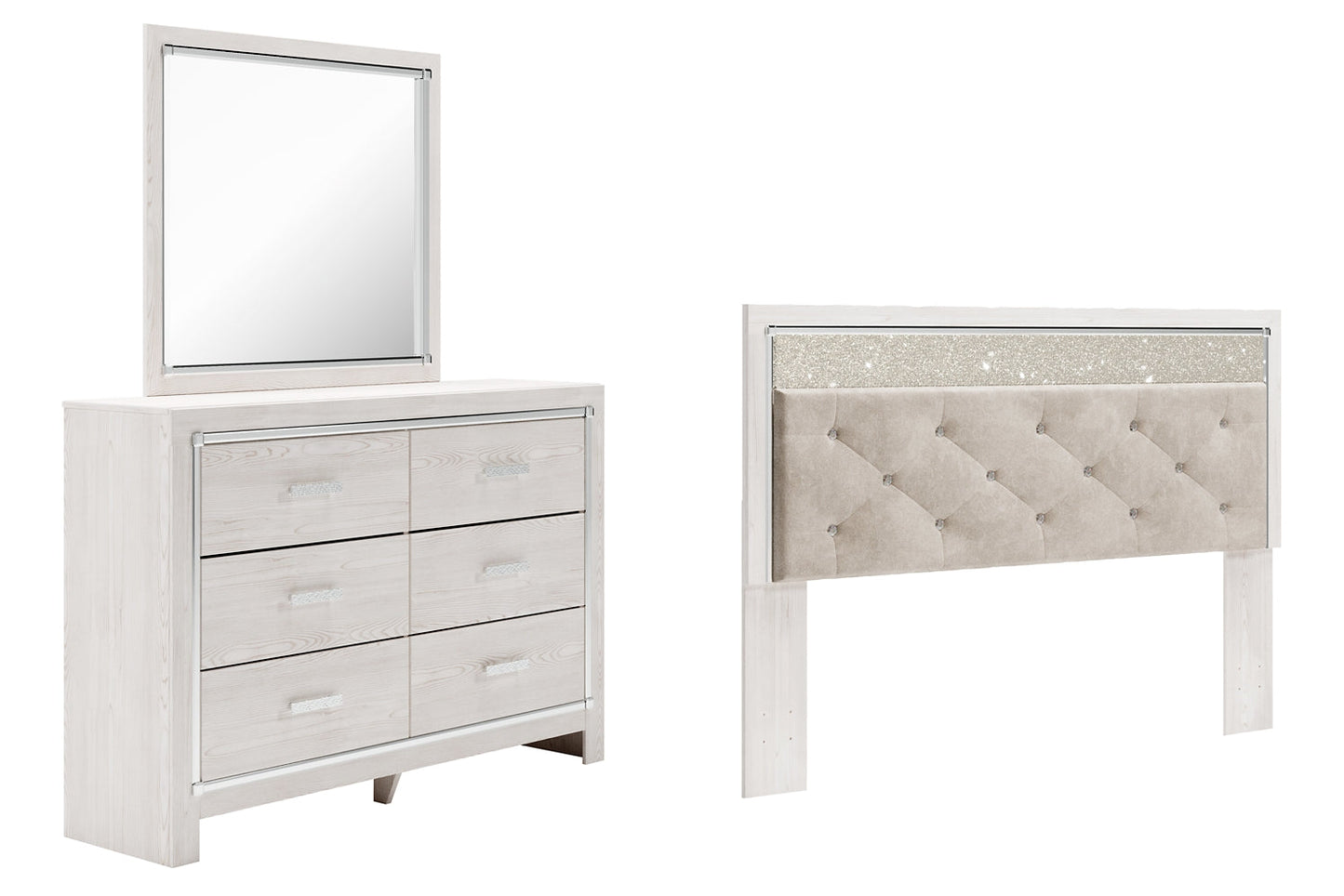 Altyra King Panel Headboard with Mirrored Dresser at Walker Mattress and Furniture