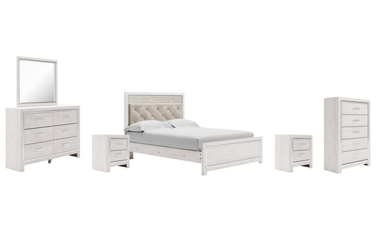 Altyra Queen Panel Bed with Mirrored Dresser, Chest and 2 Nightstands at Walker Mattress and Furniture