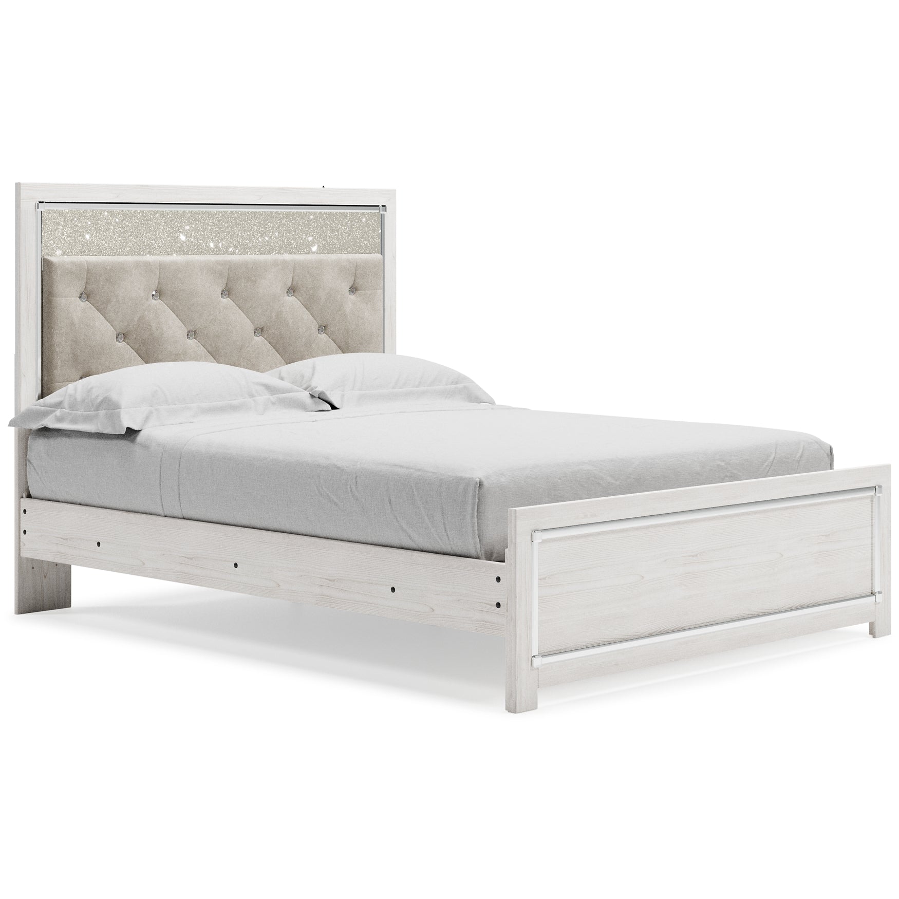 Altyra Queen Panel Bed with Mirrored Dresser and 2 Nightstands at Walker Mattress and Furniture