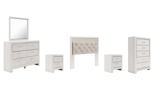 Altyra Queen Panel Headboard with Mirrored Dresser, Chest and 2 Nightstands at Walker Mattress and Furniture