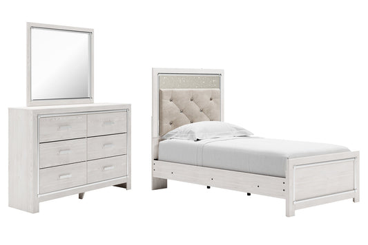 Altyra Twin Panel Bed with Mirrored Dresser at Walker Mattress and Furniture