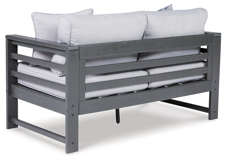 Amora Outdoor Loveseat with Coffee Table at Walker Mattress and Furniture