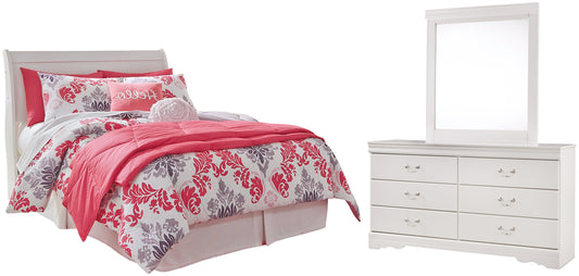 Anarasia Full Sleigh Headboard with Mirrored Dresser at Walker Mattress and Furniture