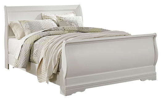 Anarasia Queen Sleigh Bed with Mirrored Dresser and Nightstand at Walker Mattress and Furniture