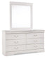 Anarasia Queen Sleigh Headboard with Mirrored Dresser and Chest at Walker Mattress and Furniture