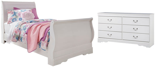 Anarasia Twin Sleigh Bed with Dresser at Walker Mattress and Furniture