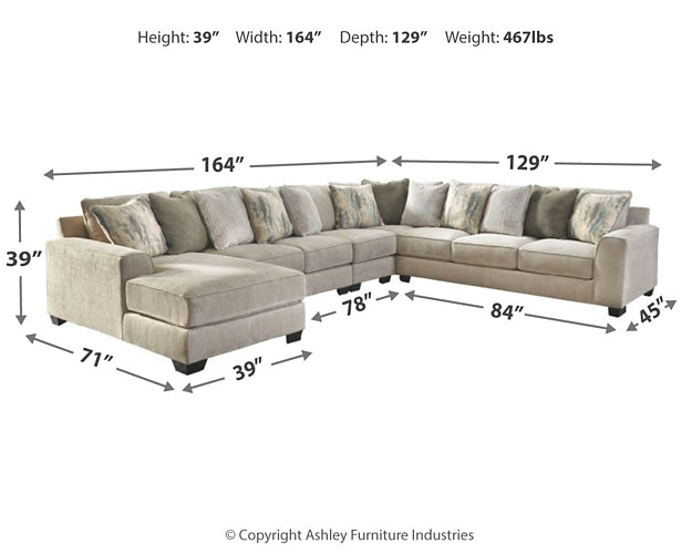 Ardsley 5-Piece Sectional with Ottoman at Walker Mattress and Furniture