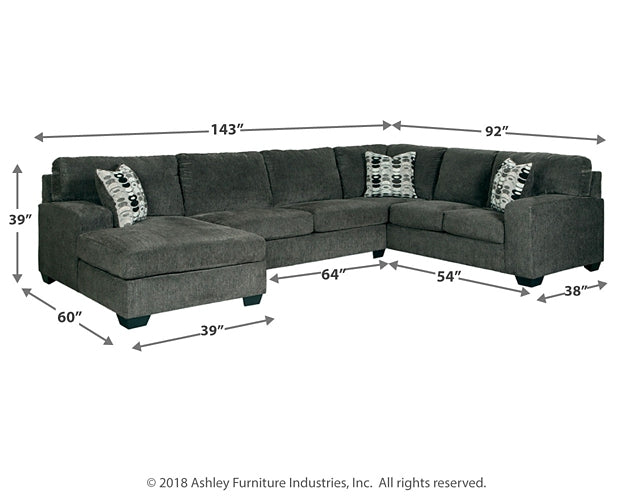 Ballinasloe 3-Piece Sectional with Ottoman at Walker Mattress and Furniture