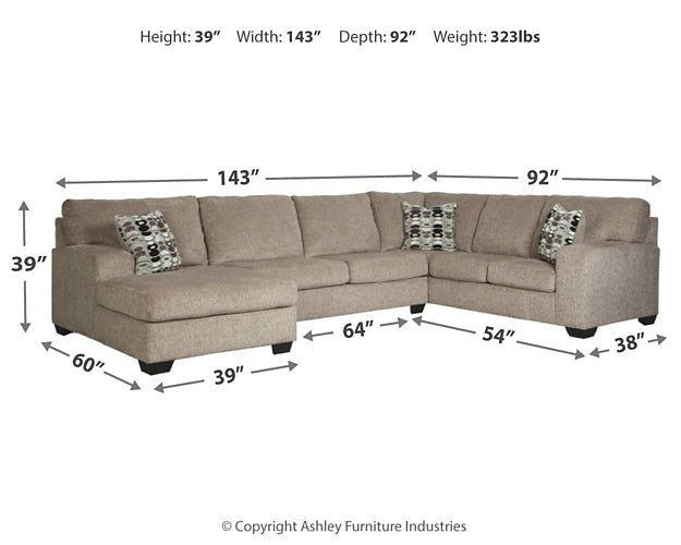 Ballinasloe 3-Piece Sectional with Ottoman at Walker Mattress and Furniture