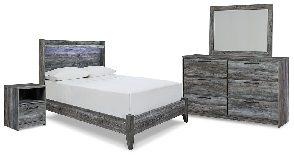 Baystorm Full Panel Bed with Mirrored Dresser and Nightstand at Walker Mattress and Furniture