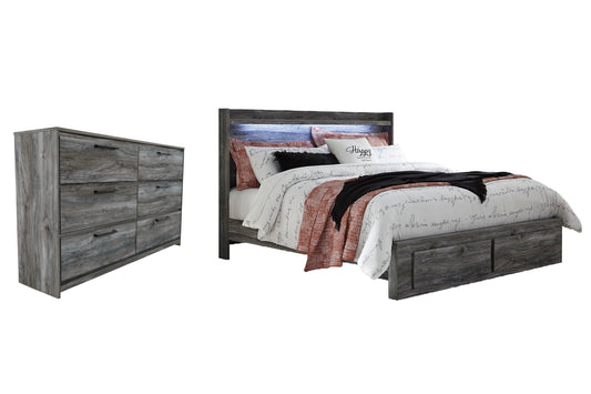 Baystorm King Panel Bed with 2 Storage Drawers with Dresser at Walker Mattress and Furniture