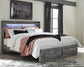 Baystorm King Panel Bed with 2 Storage Drawers with Mirrored Dresser, and Nightstand at Walker Mattress and Furniture