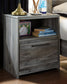 Baystorm King Panel Bed with 2 Storage Drawers with Mirrored Dresser, and Nightstand at Walker Mattress and Furniture