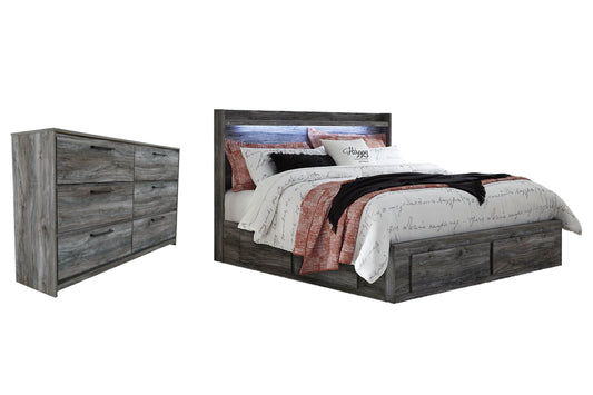 Baystorm King Panel Bed with 6 Storage Drawers with Dresser at Walker Mattress and Furniture