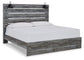 Baystorm King Panel Bed with Mirrored Dresser and 2 Nightstands at Walker Mattress and Furniture