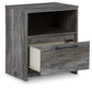 Baystorm Queen Panel Bed with 2 Storage Drawers with Mirrored Dresser and Nightstand at Walker Mattress and Furniture