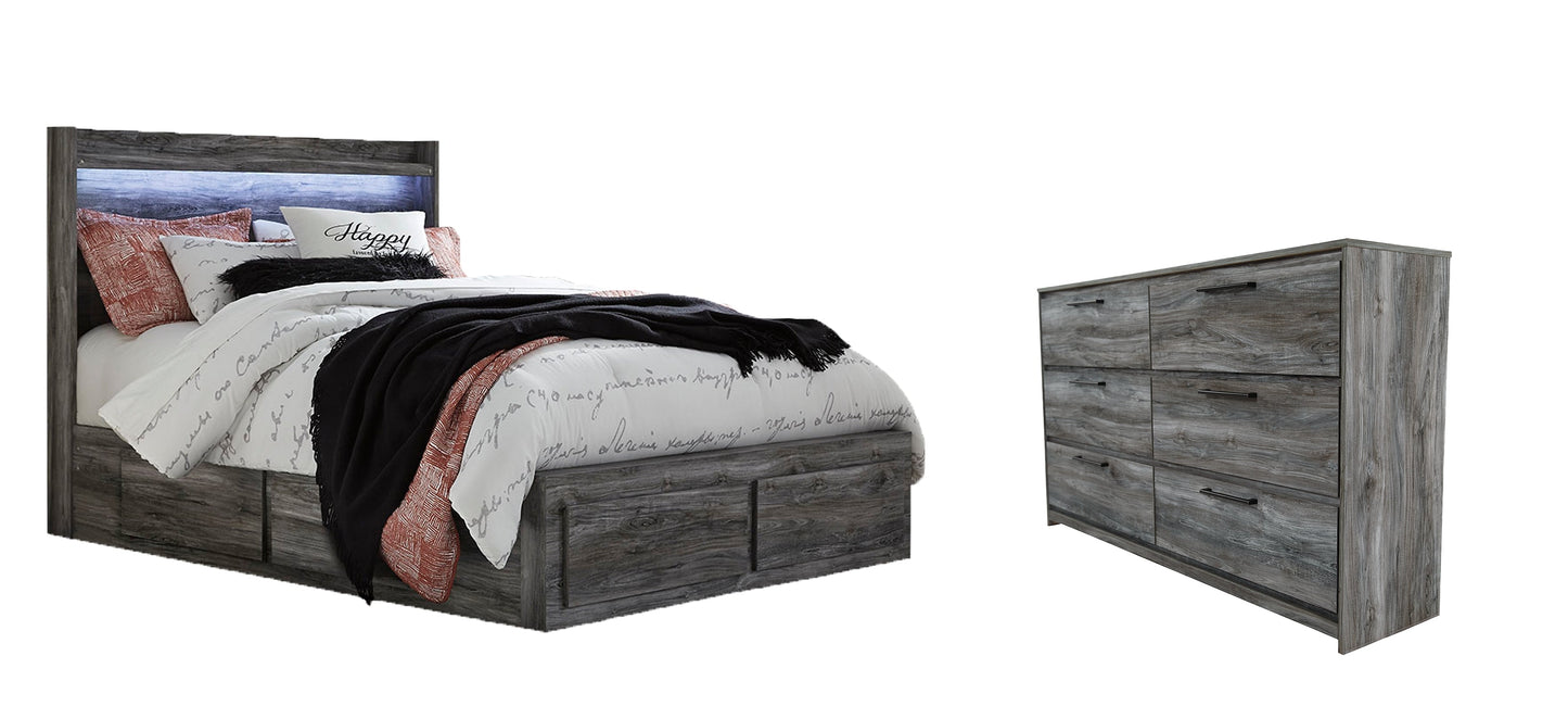 Baystorm Queen Panel Bed with 6 Storage Drawers with Dresser at Walker Mattress and Furniture