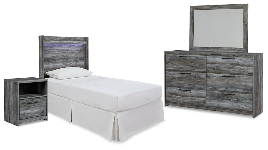 Baystorm Twin Panel Headboard with Mirrored Dresser and Nightstand at Walker Mattress and Furniture