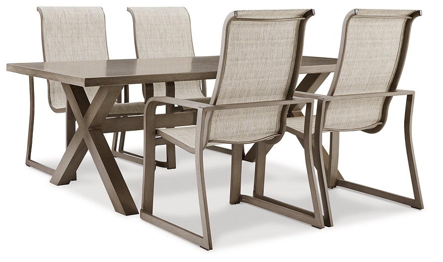 Beach Front Outdoor Dining Table and 4 Chairs at Walker Mattress and Furniture Locations in Cedar Park and Belton TX.