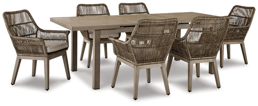 Beach Front Outdoor Dining Table and 6 Chairs at Walker Mattress and Furniture Locations in Cedar Park and Belton TX.