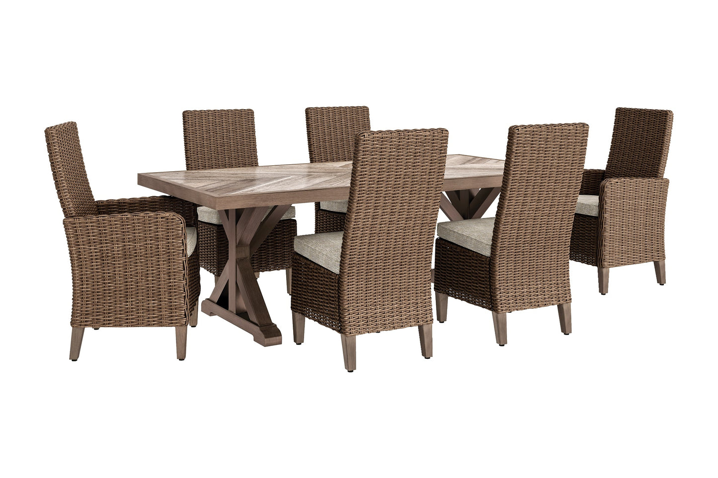 Beachcroft Outdoor Dining Table and 6 Chairs at Walker Mattress and Furniture Locations in Cedar Park and Belton TX.