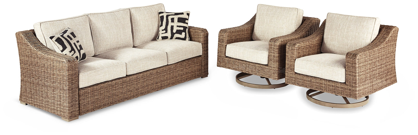 Beachcroft Outdoor Sofa with 2 Lounge Chairs at Walker Mattress and Furniture Locations in Cedar Park and Belton TX.