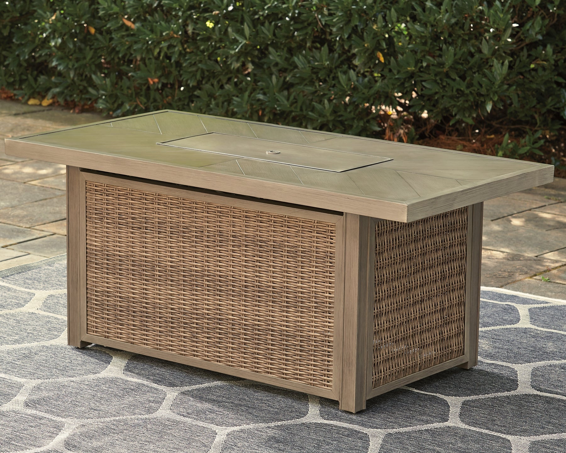 Beachcroft Rectangular Fire Pit Table at Walker Mattress and Furniture Locations in Cedar Park and Belton TX.