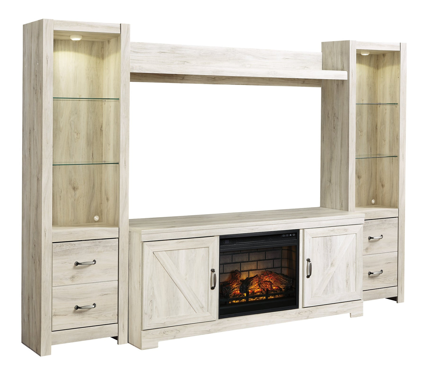 Bellaby 4-Piece Entertainment Center with Electric Fireplace at Walker Mattress and Furniture Locations in Cedar Park and Belton TX.