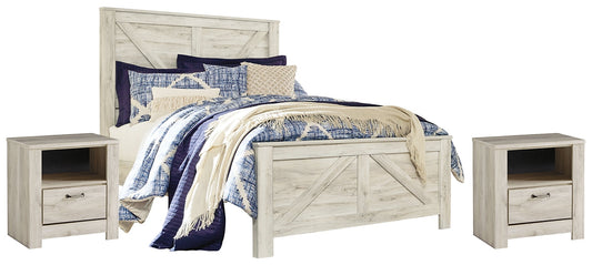 Bellaby Queen Crossbuck Panel Bed with 2 Nightstands at Walker Mattress and Furniture Locations in Cedar Park and Belton TX.