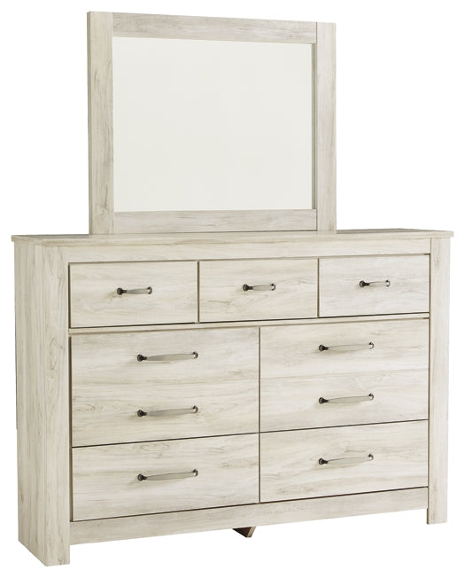 Bellaby Queen Panel Headboard with Mirrored Dresser at Walker Mattress and Furniture Locations in Cedar Park and Belton TX.
