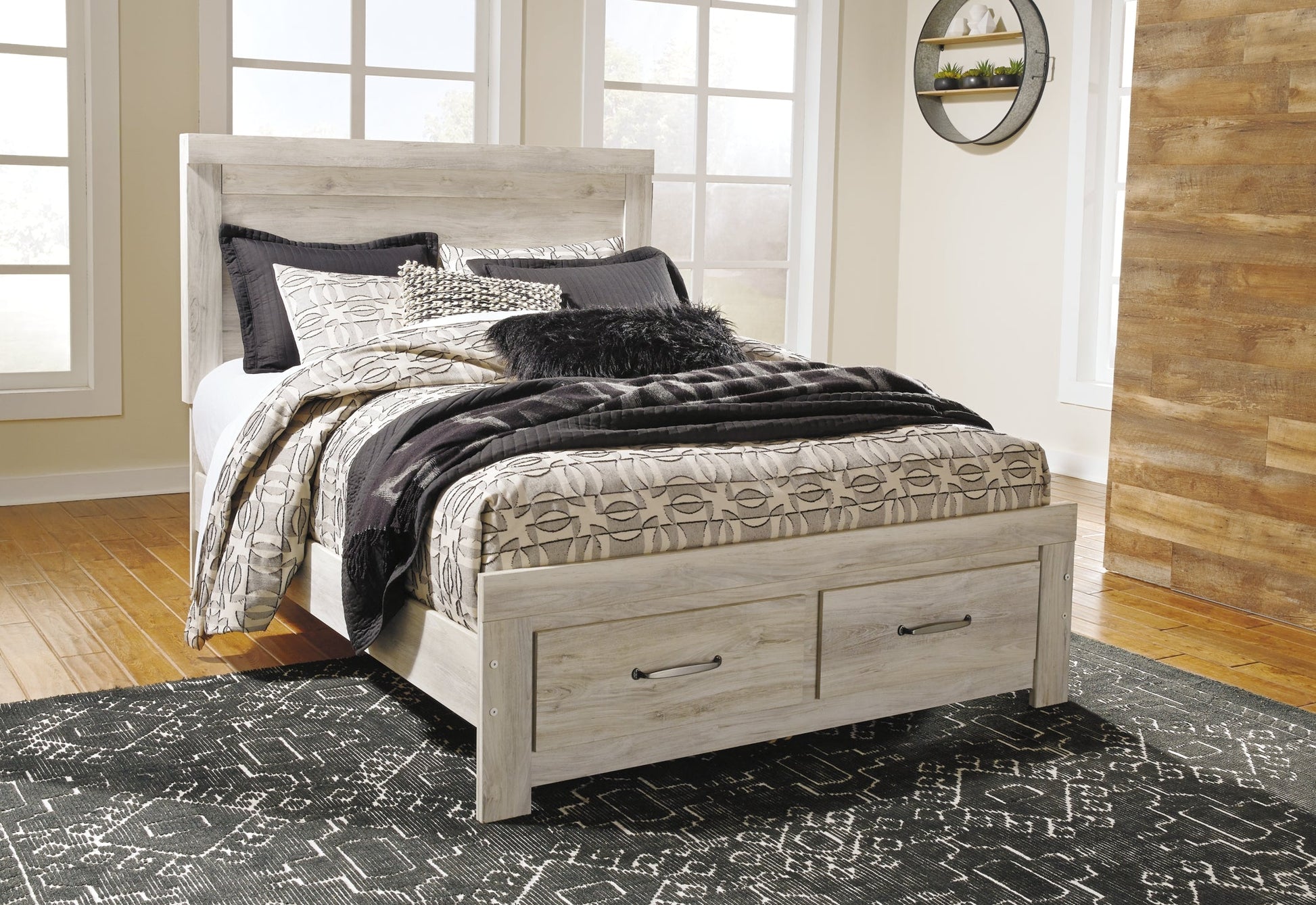 Bellaby Queen Platform Bed with 2 Storage Drawers with Dresser at Walker Mattress and Furniture Locations in Cedar Park and Belton TX.