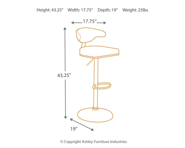 Bellatier Tall UPH Swivel Barstool(1/CN) at Walker Mattress and Furniture Locations in Cedar Park and Belton TX.