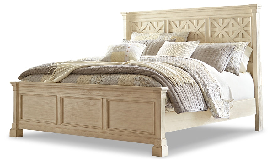 Bolanburg California King Panel Bed with Mirrored Dresser, Chest and 2 Nightstands at Walker Mattress and Furniture Locations in Cedar Park and Belton TX.