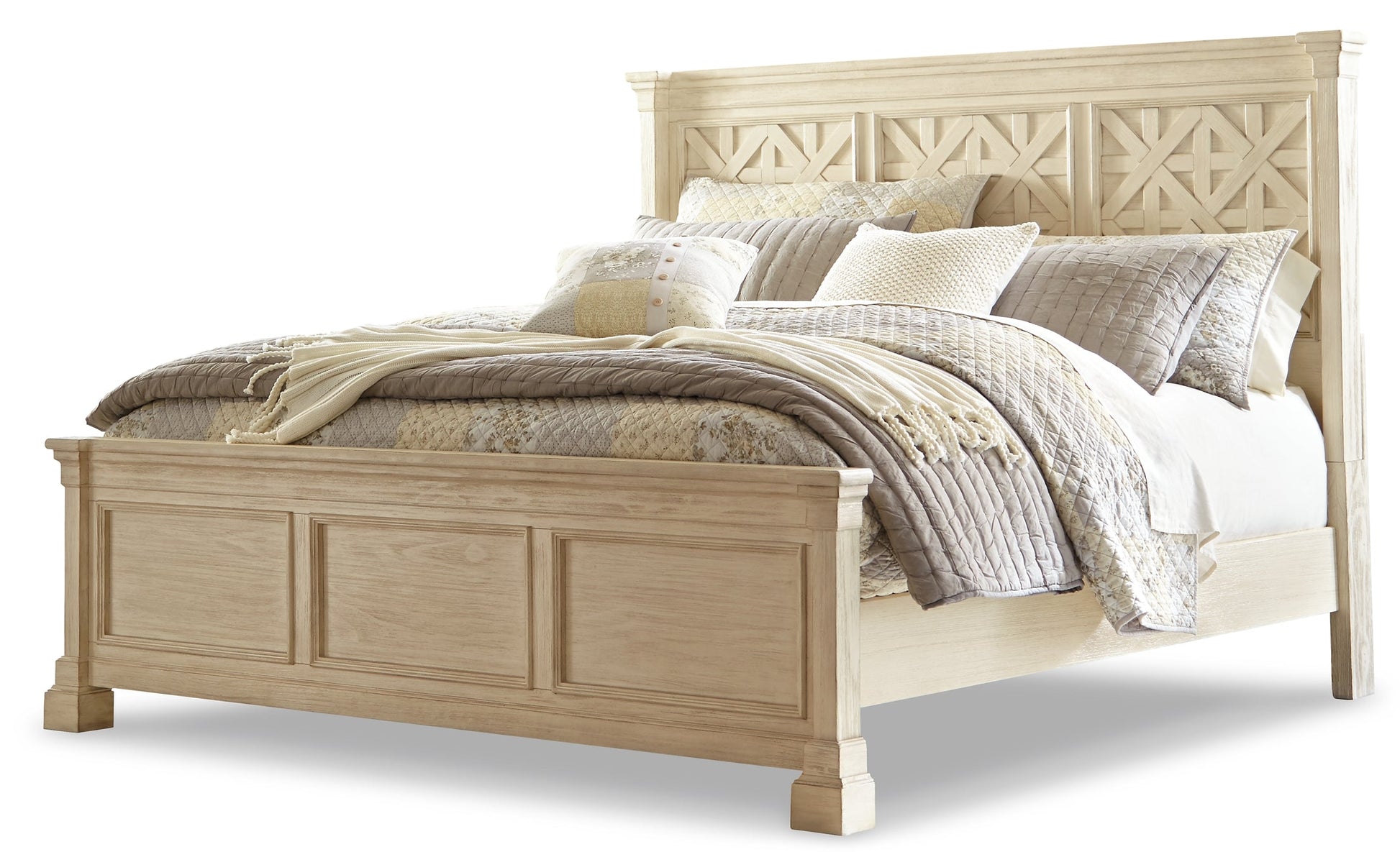 Bolanburg California King Panel Bed with Mirrored Dresser and 2 Nightstands at Walker Mattress and Furniture Locations in Cedar Park and Belton TX.