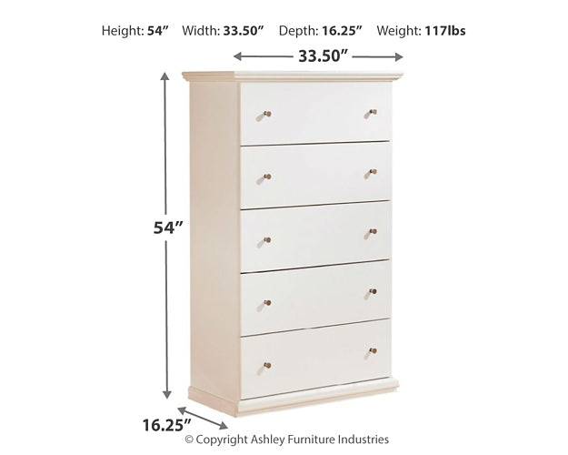 Bostwick Shoals Five Drawer Chest at Walker Mattress and Furniture Locations in Cedar Park and Belton TX.