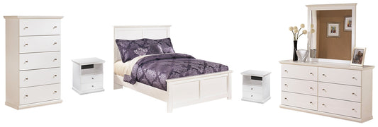 Bostwick Shoals Full Panel Bed with Mirrored Dresser, Chest and 2 Nightstands at Walker Mattress and Furniture Locations in Cedar Park and Belton TX.