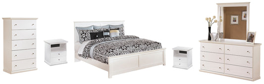 Bostwick Shoals King Panel Bed with Mirrored Dresser, Chest and 2 Nightstands at Walker Mattress and Furniture Locations in Cedar Park and Belton TX.