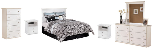 Bostwick Shoals Queen/Full Panel Headboard with Mirrored Dresser, Chest and 2 Nightstands at Walker Mattress and Furniture Locations in Cedar Park and Belton TX.