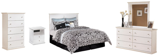 Bostwick Shoals Queen/Full Panel Headboard with Mirrored Dresser, Chest and Nightstand at Walker Mattress and Furniture Locations in Cedar Park and Belton TX.