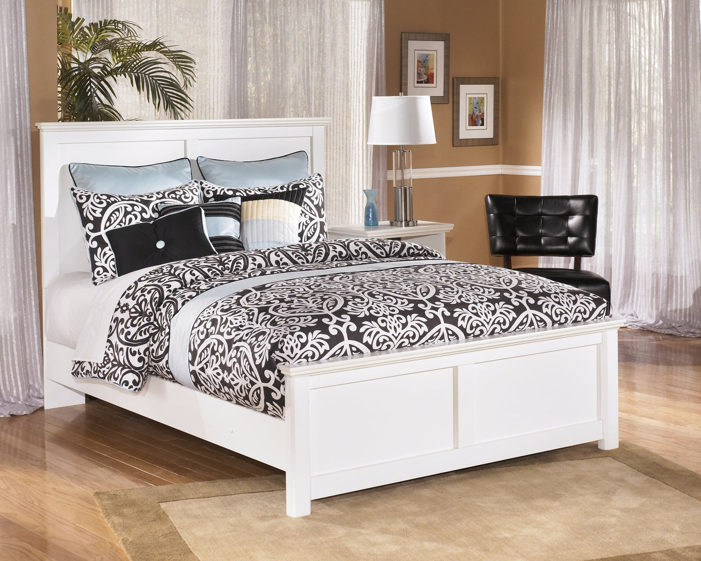 Bostwick Shoals Queen Panel Bed with Mirrored Dresser, Chest and 2 Nightstands at Walker Mattress and Furniture Locations in Cedar Park and Belton TX.