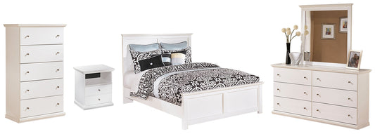 Bostwick Shoals Queen Panel Bed with Mirrored Dresser, Chest and Nightstand at Walker Mattress and Furniture Locations in Cedar Park and Belton TX.